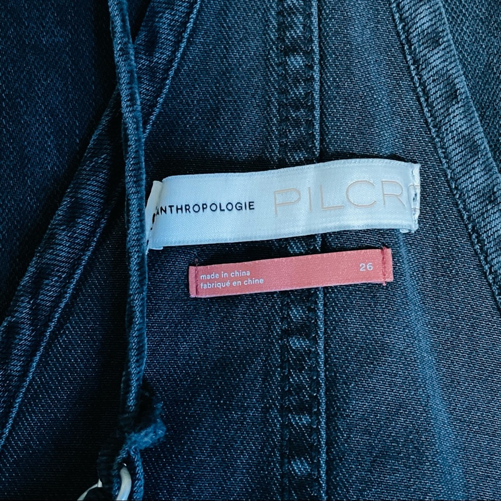Anthro Black Distressed Denim Overalls - Picture 11 of 14